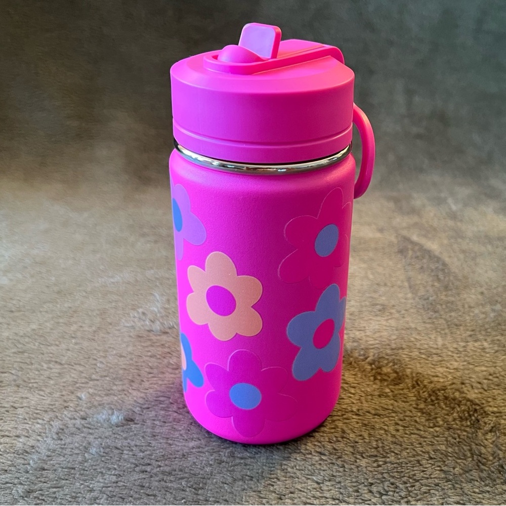 NWT 14 oz Hydrapeak Hot Pink Daisy Water Bottle
